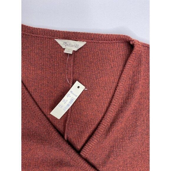 MADEWELL Marled Maroon Wrap Ribbed Knit Dress Medium NEW - Picture 4 of 7
